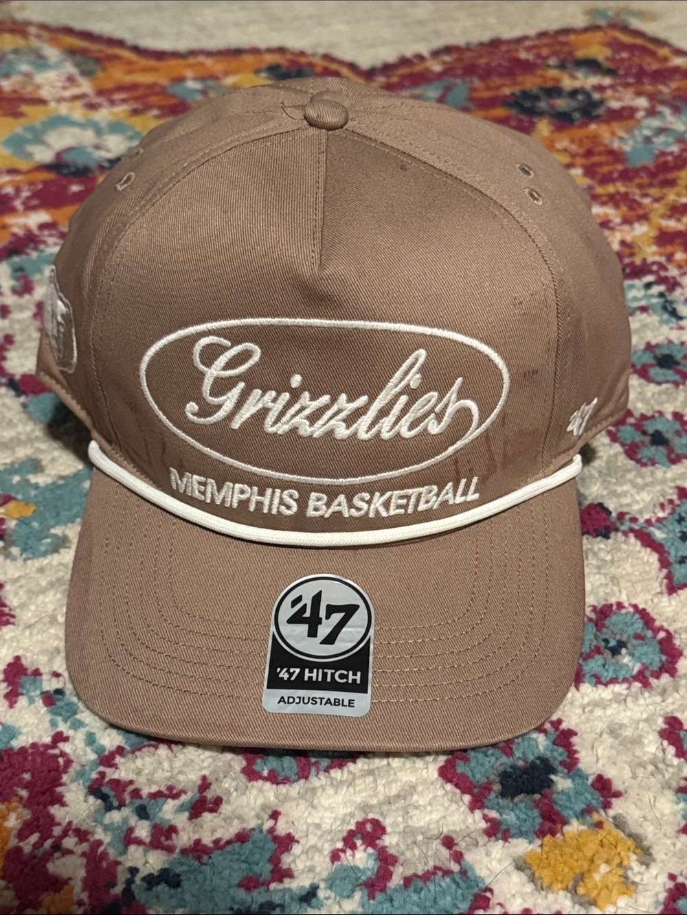 47 Memphis Grizzlies Embroidered Rope-Accent Cap - Brown & White